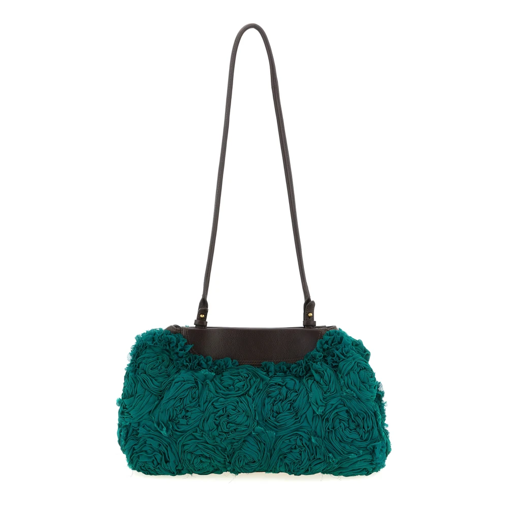 Dries Van Noten Green Shoulder Bags, Female, One Size, Clutch With Roses