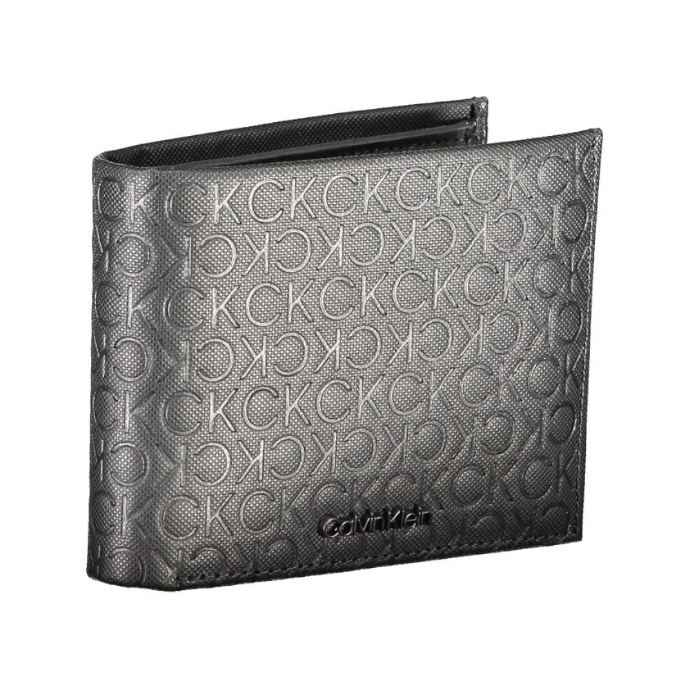 Calvin Klein Zwarte leren portemonnee met RFID-blokkering Black Heren