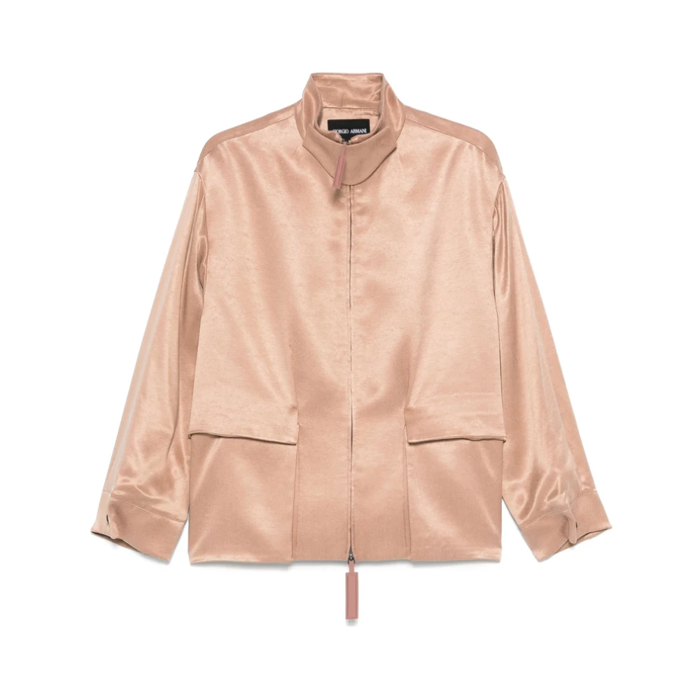 Giorgio Armani Lichtbruine Jas met Ritssluiting Brown Dames