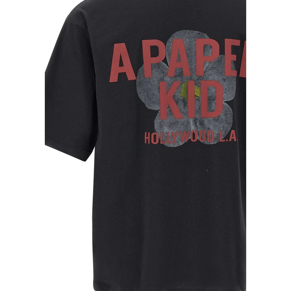 A Paper Kid Zwarte Katoenen T-shirt met Logoprint Black Heren