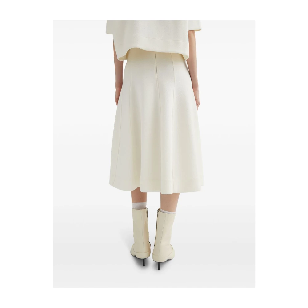 Jil Sander Witte Gepaneelde Uitlopende Rok White Dames