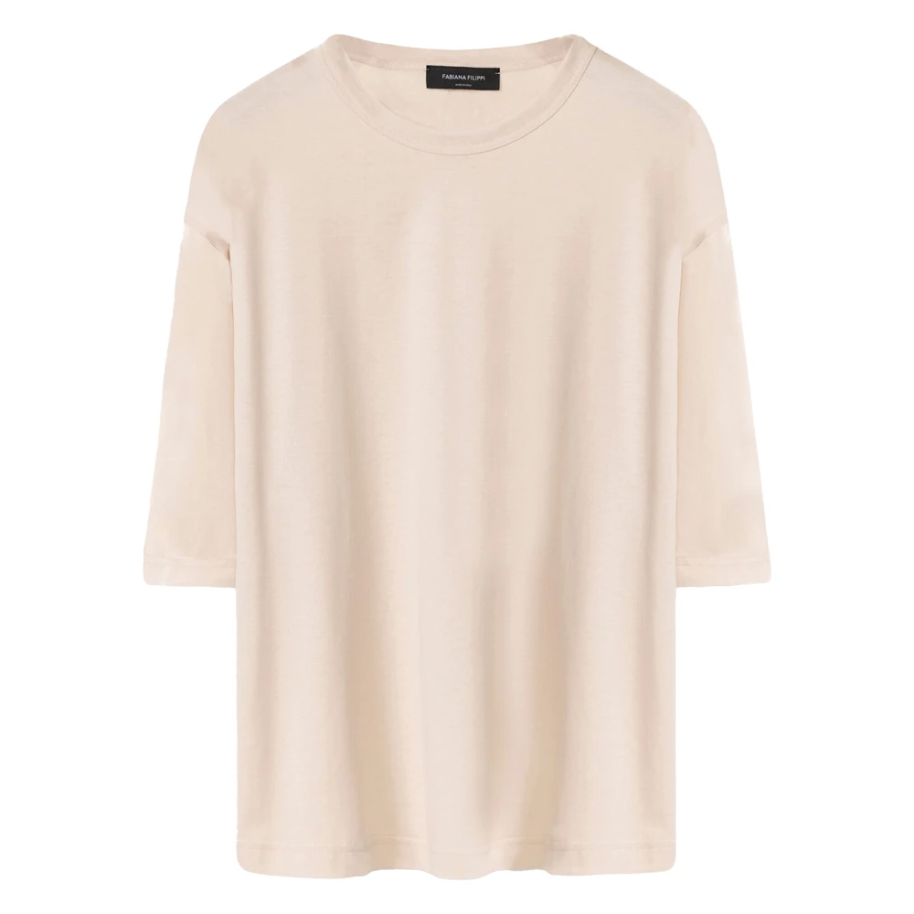 Fabiana Filippi Casual Katoenen T-Shirt Beige Dames