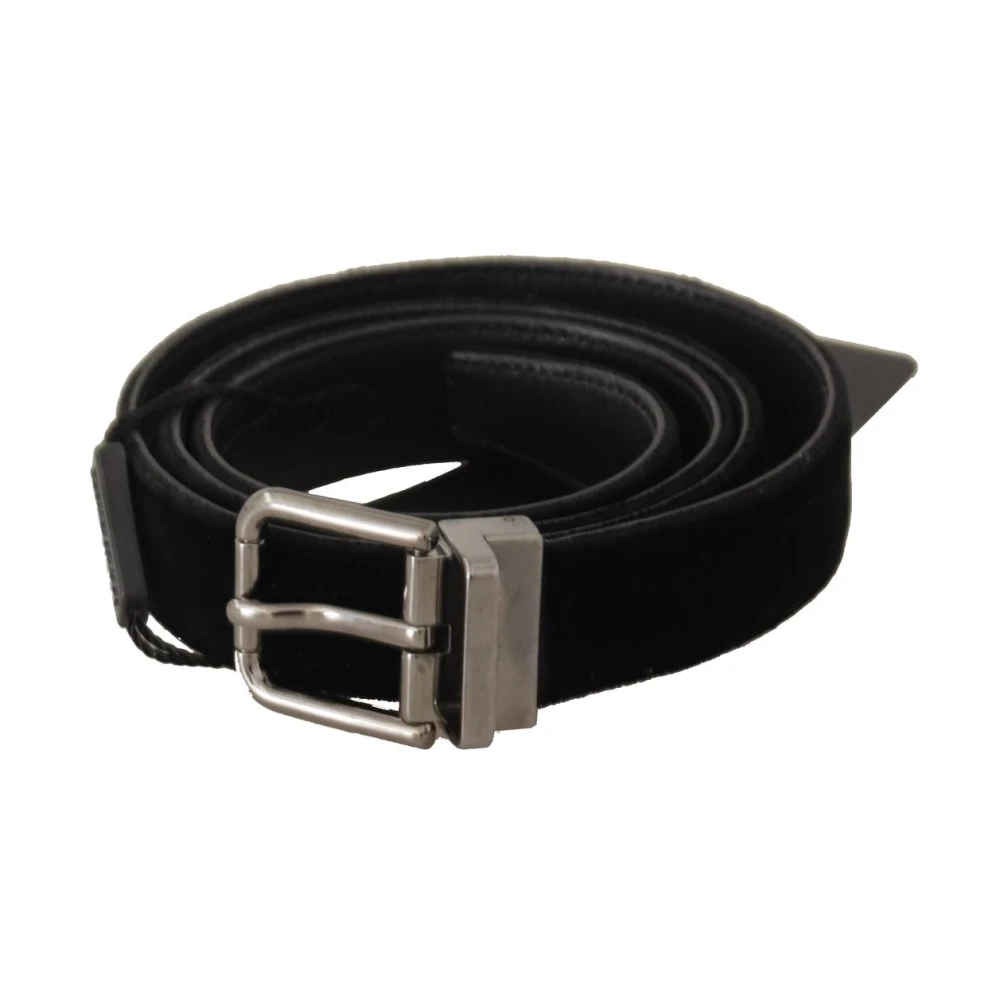 Dolce & Gabbana Black Cotton Silver Tone Metal Buckle Belt - 85 cm / 34 Inches - Image 3