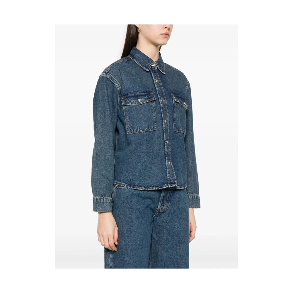 Anine Bing Indigo Blauwe Denim Shirt met Stud Sluitingen Blue Dames