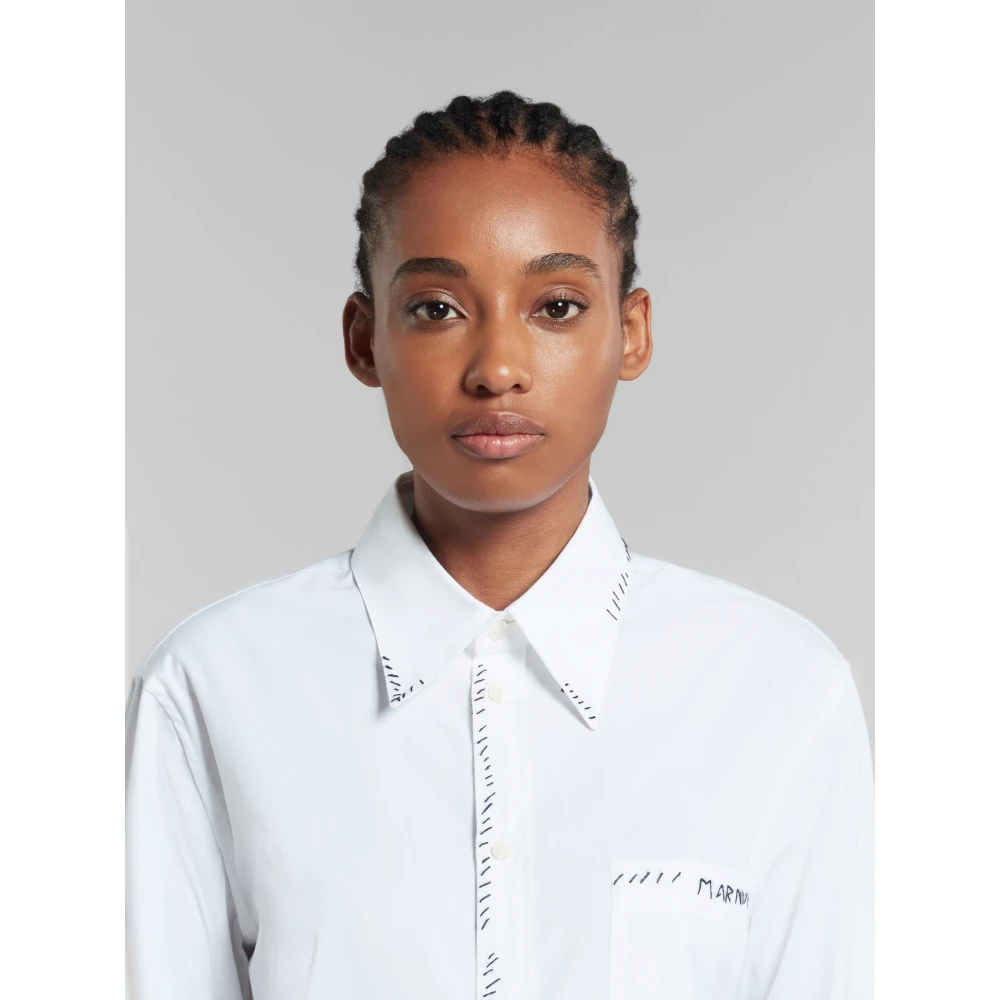 Marni poplin overhemd met herstelwerk White Dames