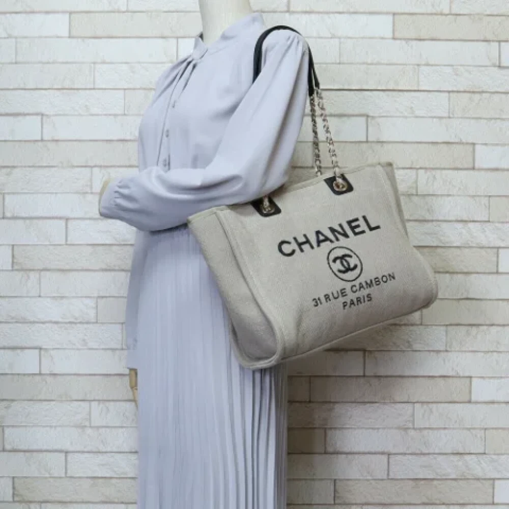Chanel Vintage Pre-owned Canvas totes Beige Dames