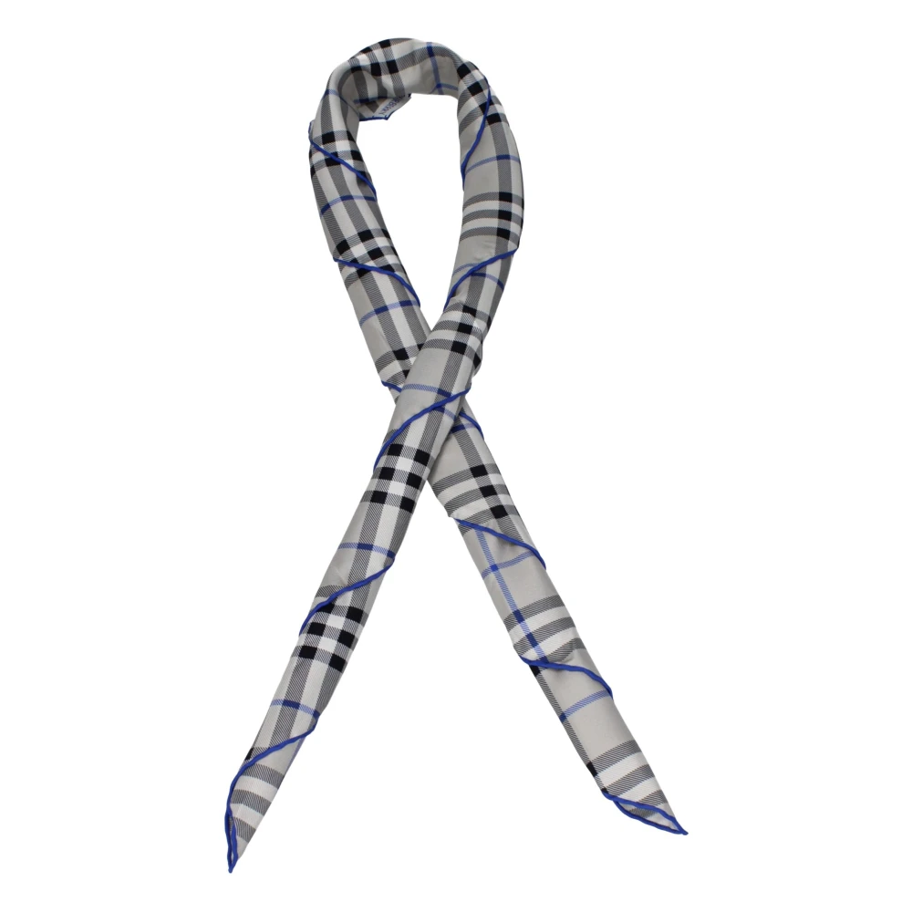 Burberry Women's Gray Silk Foulard With Check Print