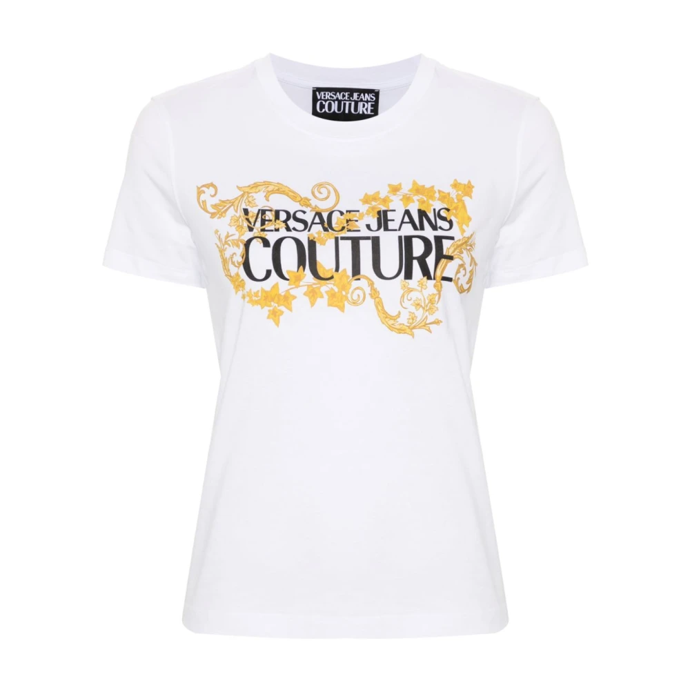 Versace Jeans Couture Logo Print Katoenen T-shirt White Dames