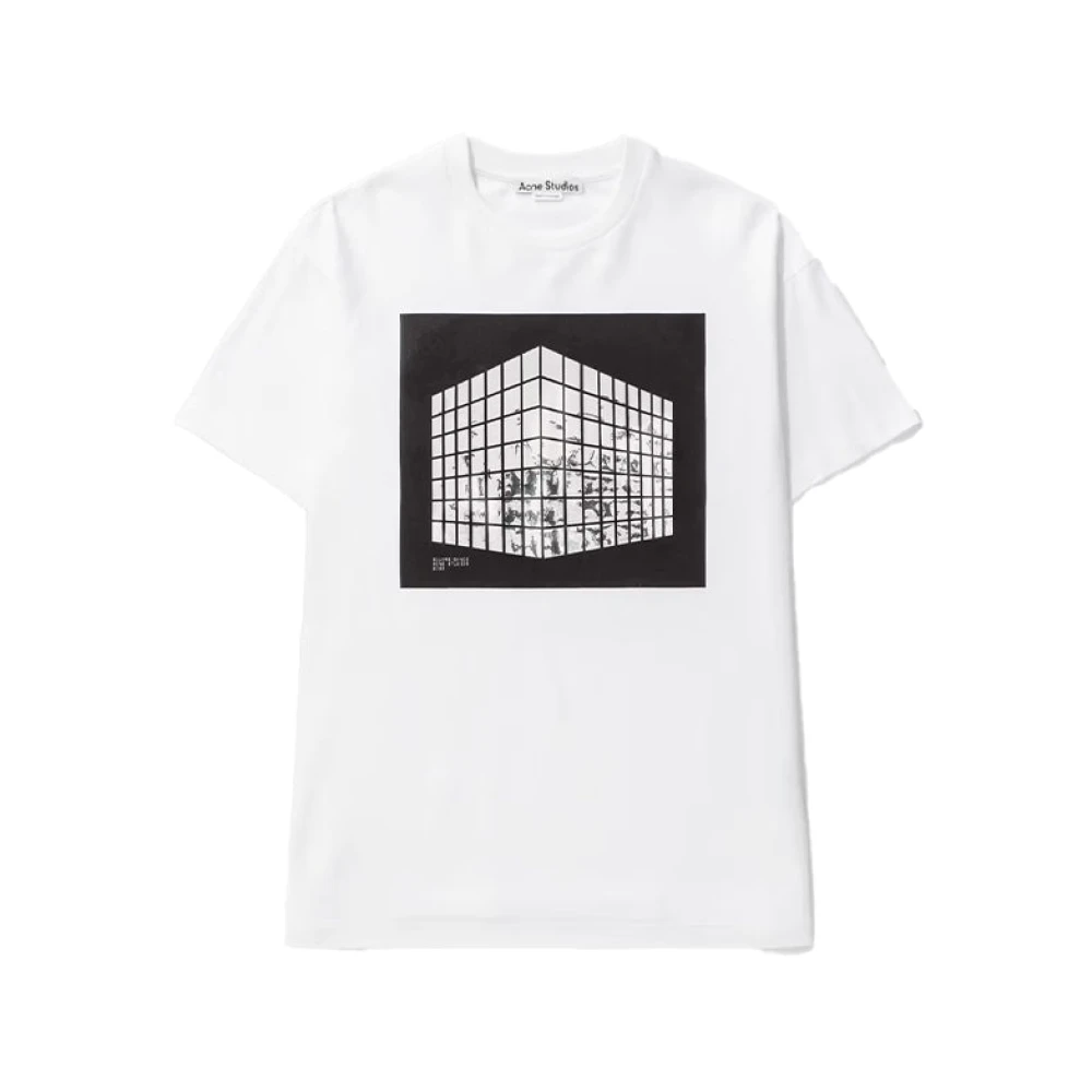 Acne Studios Vierkante Disco Print T-Shirt White Heren