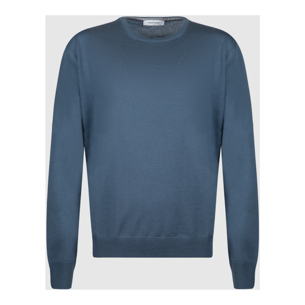 Gran Sasso Blauwe Crew Neck Wollen Trui Blue Heren