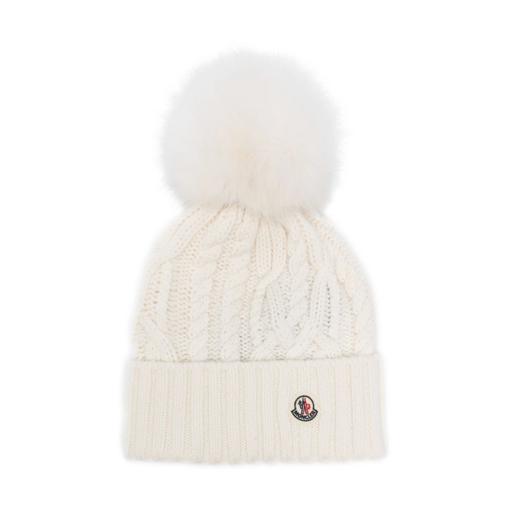 Hvid Pom-Pom Beanie Hat