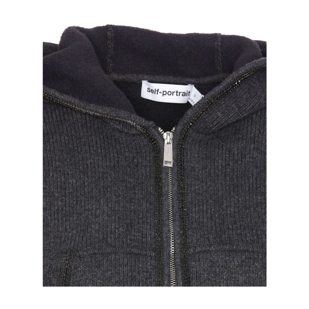 Self Portrait Grijze hoodie met ritssluiting Gray Dames