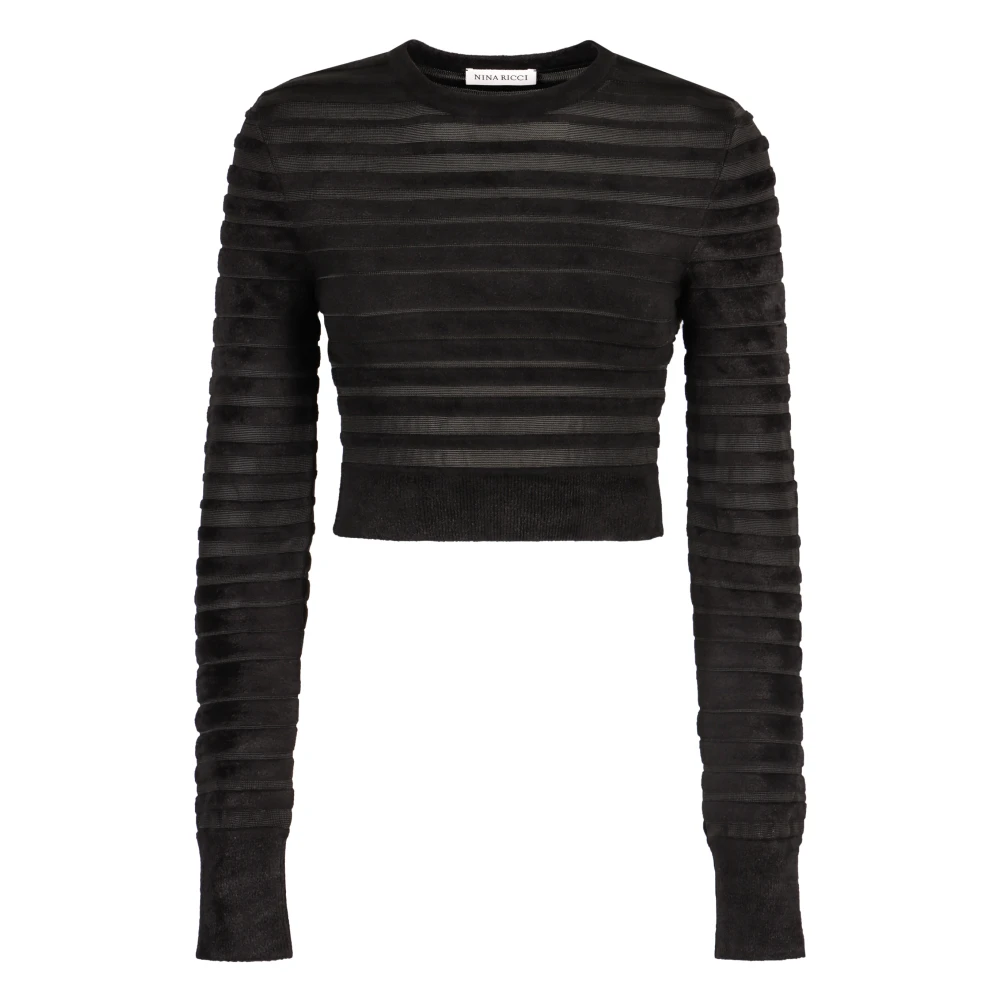 Nina Ricci Gestreepte Gebreide Crop Top Black Dames