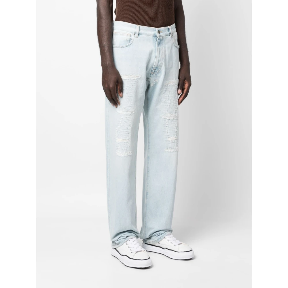 424 Heldere Blauwe Distressed Straight-Leg Jeans Blue Heren