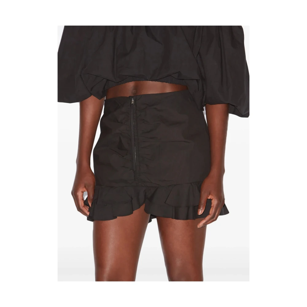 Isabel Marant Étoile Zwarte Katoenen Geplooide A-lijn Rok Black Dames