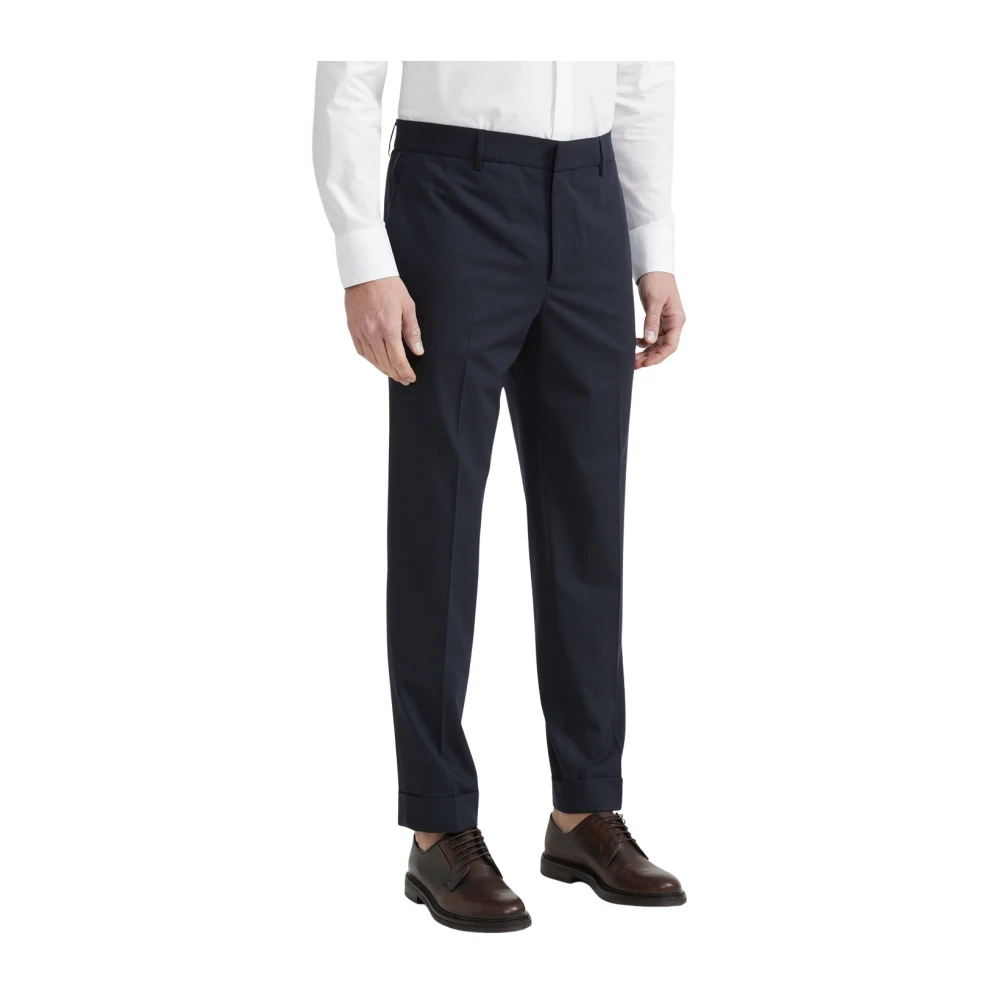 PESERICO Wol en zijde satijnen klassieke broek Blue Heren