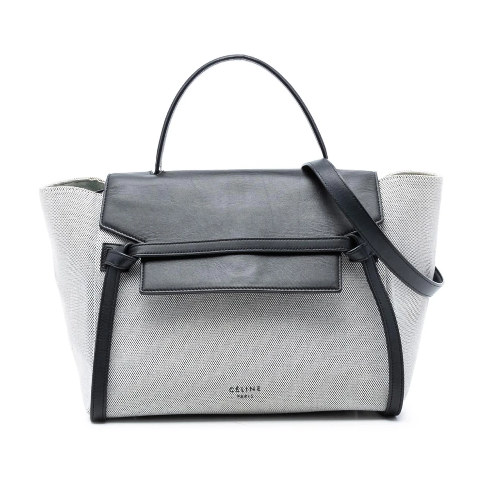 Celine Vintage Women's Gray Pre-Owned Structured Top Handle Bag
