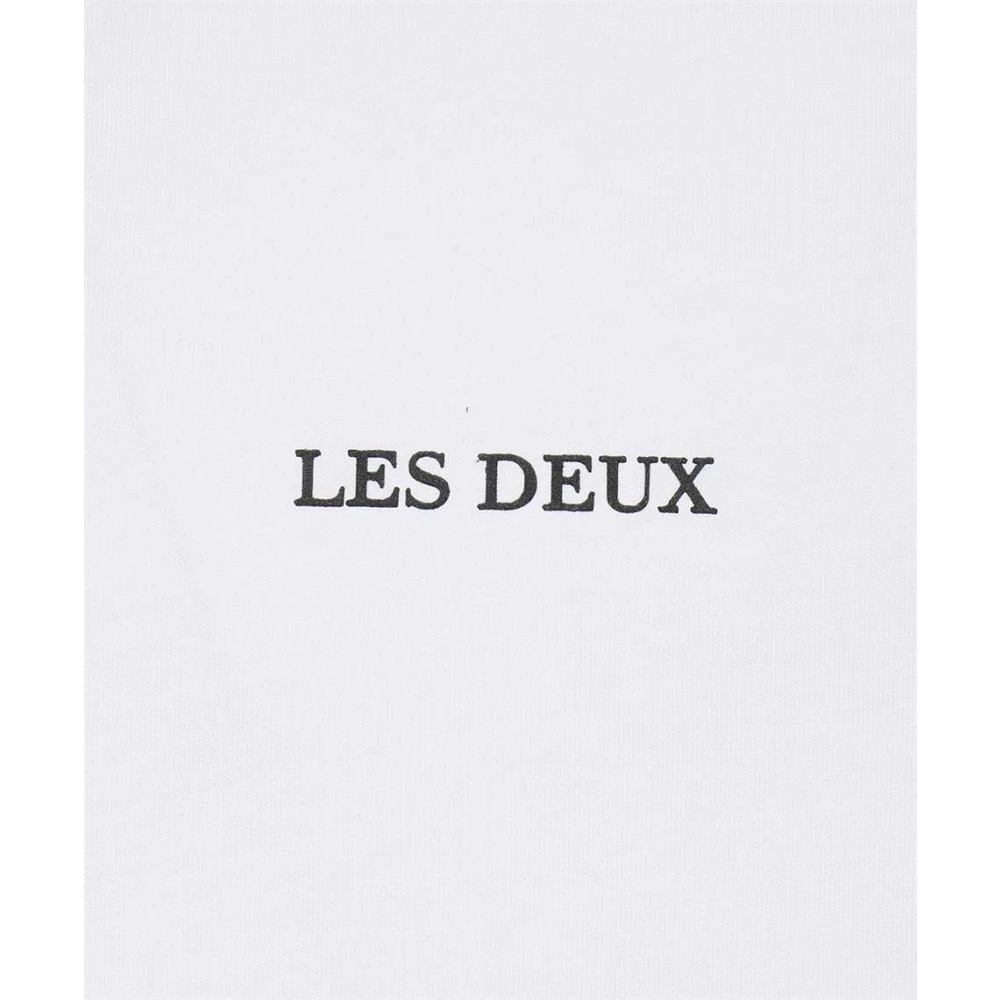 Les Deux Katoenen Crew-Neck T-Shirt met Logo Print White Heren