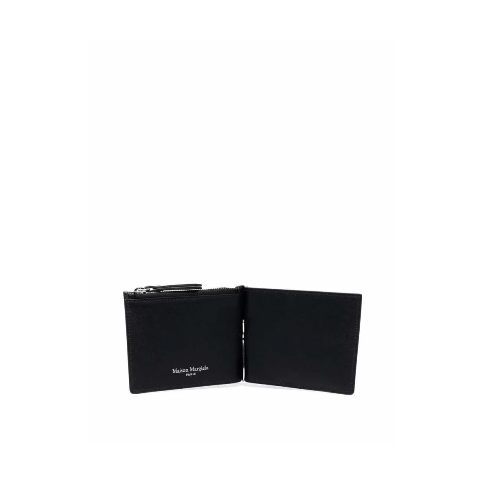Maison Margiela Zwarte leren portemonnees en kaarthouders Black Heren