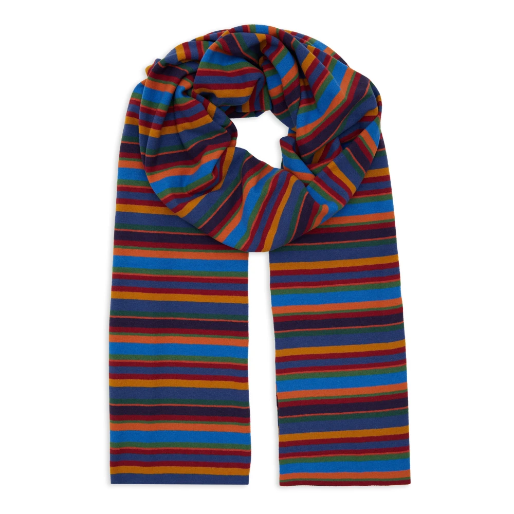 Gallo Unisex blauwe fleece sjaal met veelkleurige strepen Multicolor Unisex