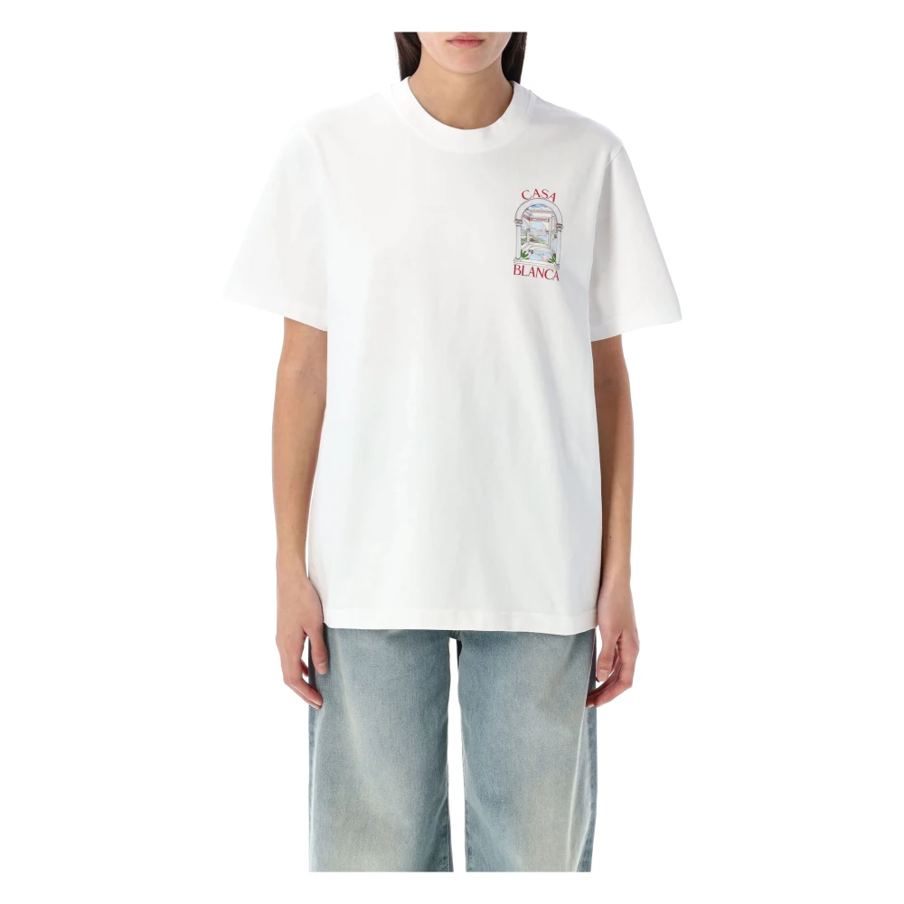 Casablanca Wit Grafisch Print T-shirt White Dames