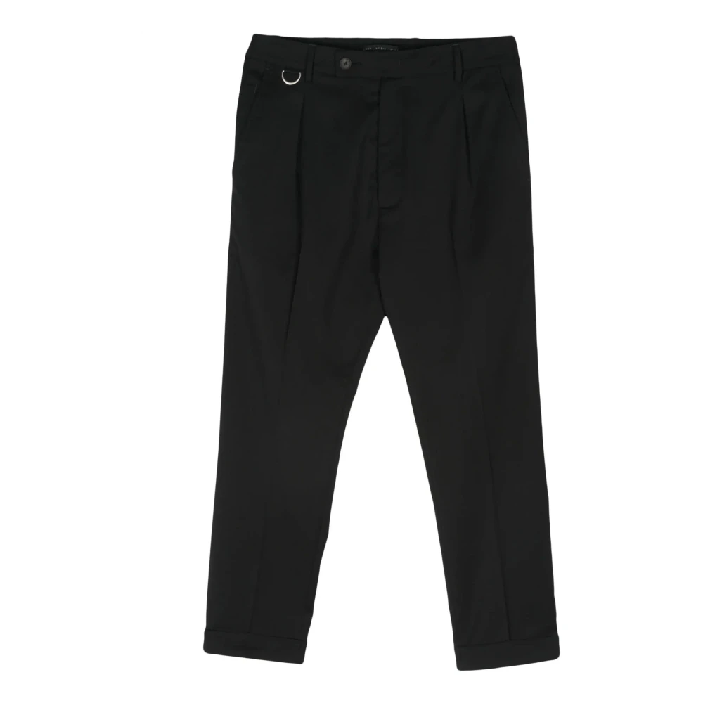 Low Brand Zwarte Riviera Wollen Broek Slim-Fit Black Heren