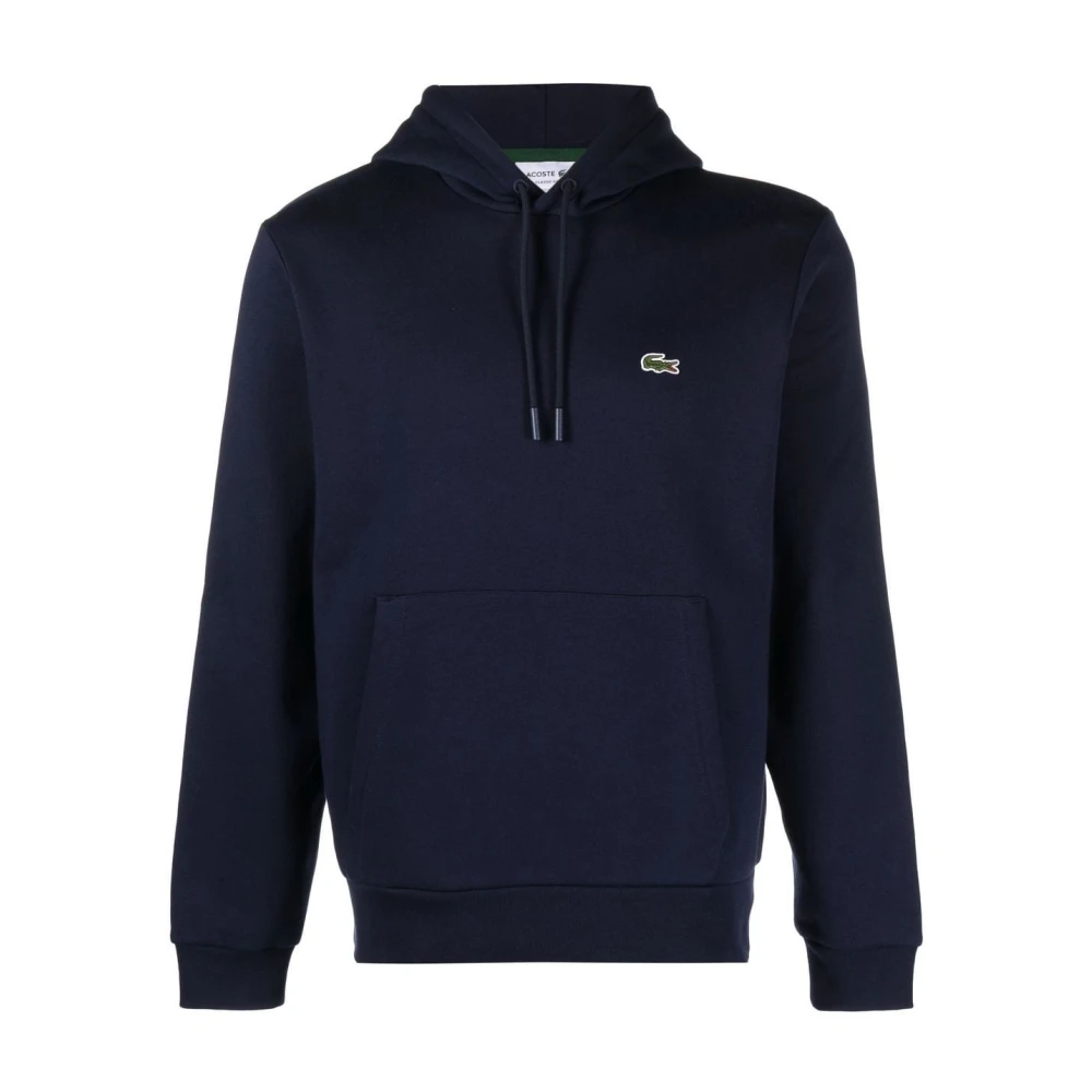 Lacoste Navy Blue Fleece Hoodie met Logo Blue Heren