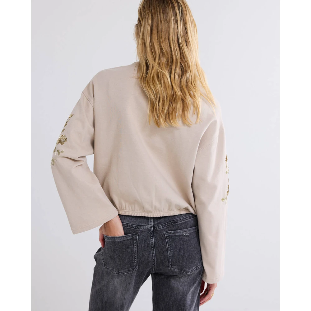 Summum Woman Versierde Crop Sweater Beige Dames