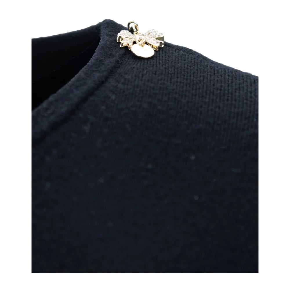 Elisabetta Franchi Lange Mouw Crop Top met Versieringen Black Dames