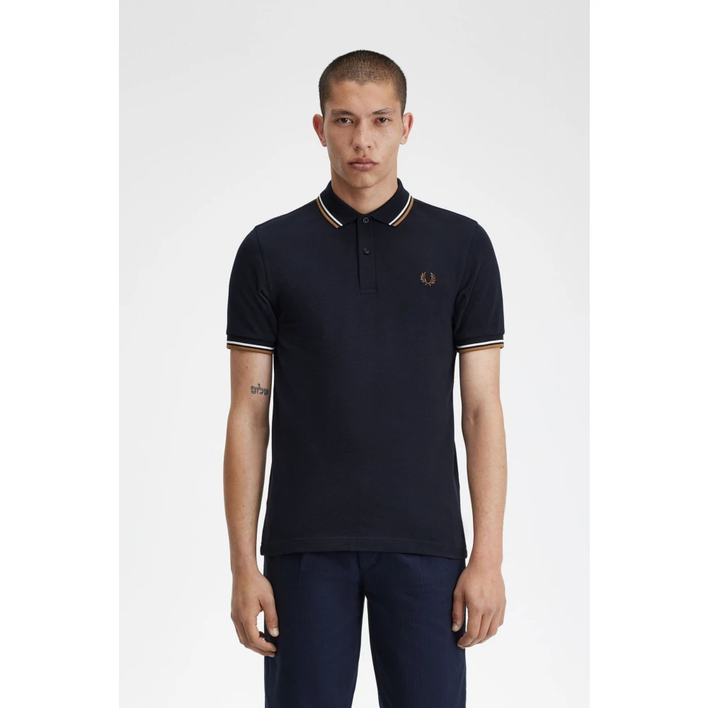Fred Perry Slim Fit Twin Tipped Polo Blue Heren