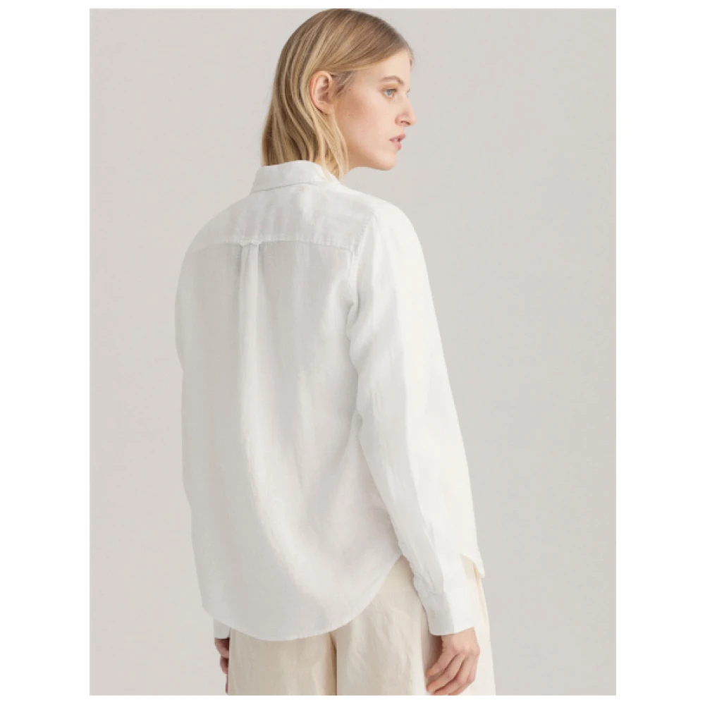 Gant Regular Linnen Overhemd in Chambray White Dames