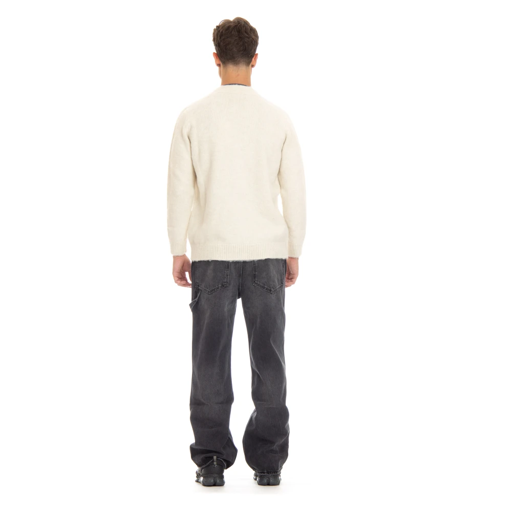 Autry Roomwitte Cardigan met Elastische Boorden Beige Heren