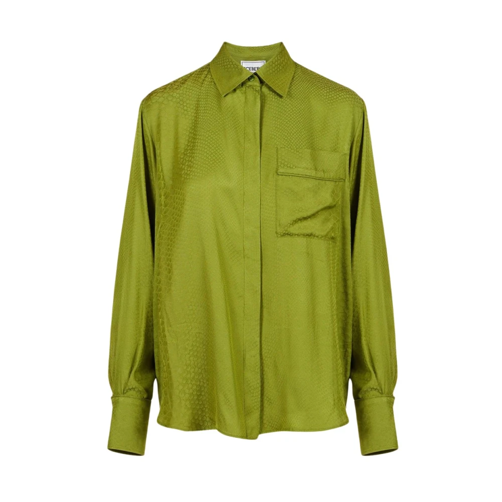 Iceberg Slang Ontwerp Jacquard Viscose Shirt Green Dames