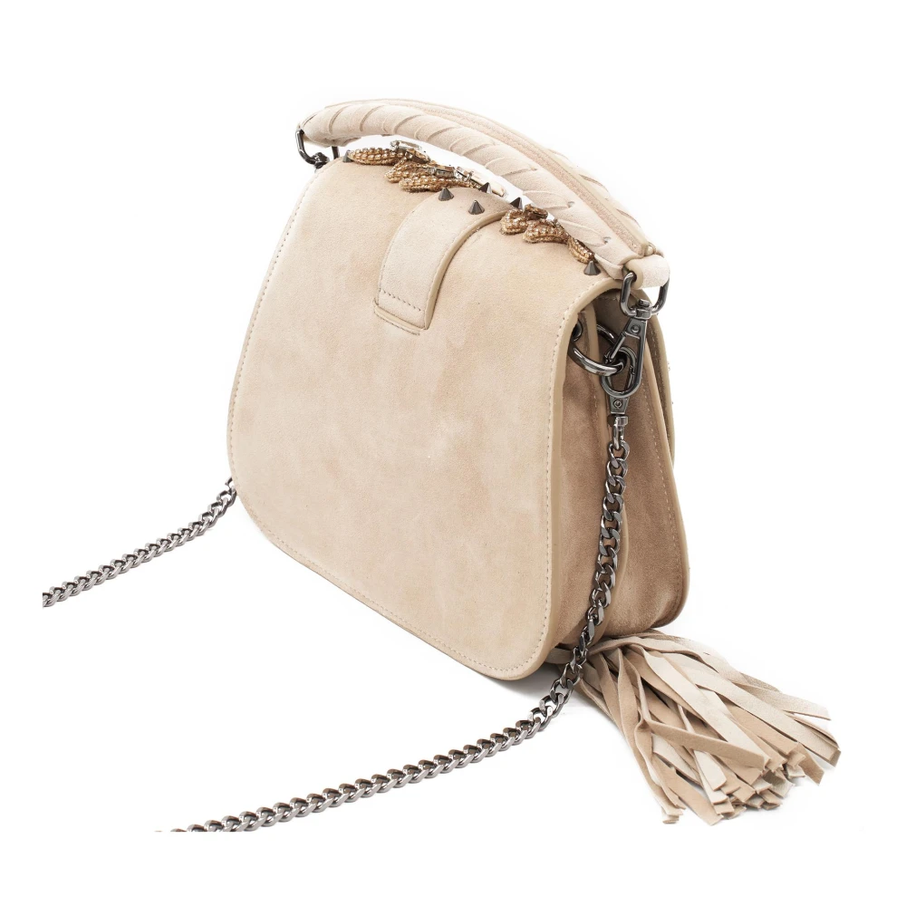 Alma en Pena Schoudertas met Juwelenversiering Beige Dames