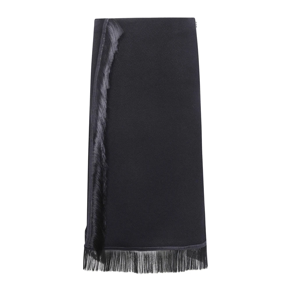 Jil Sander Svart Frynskantad Midikjol