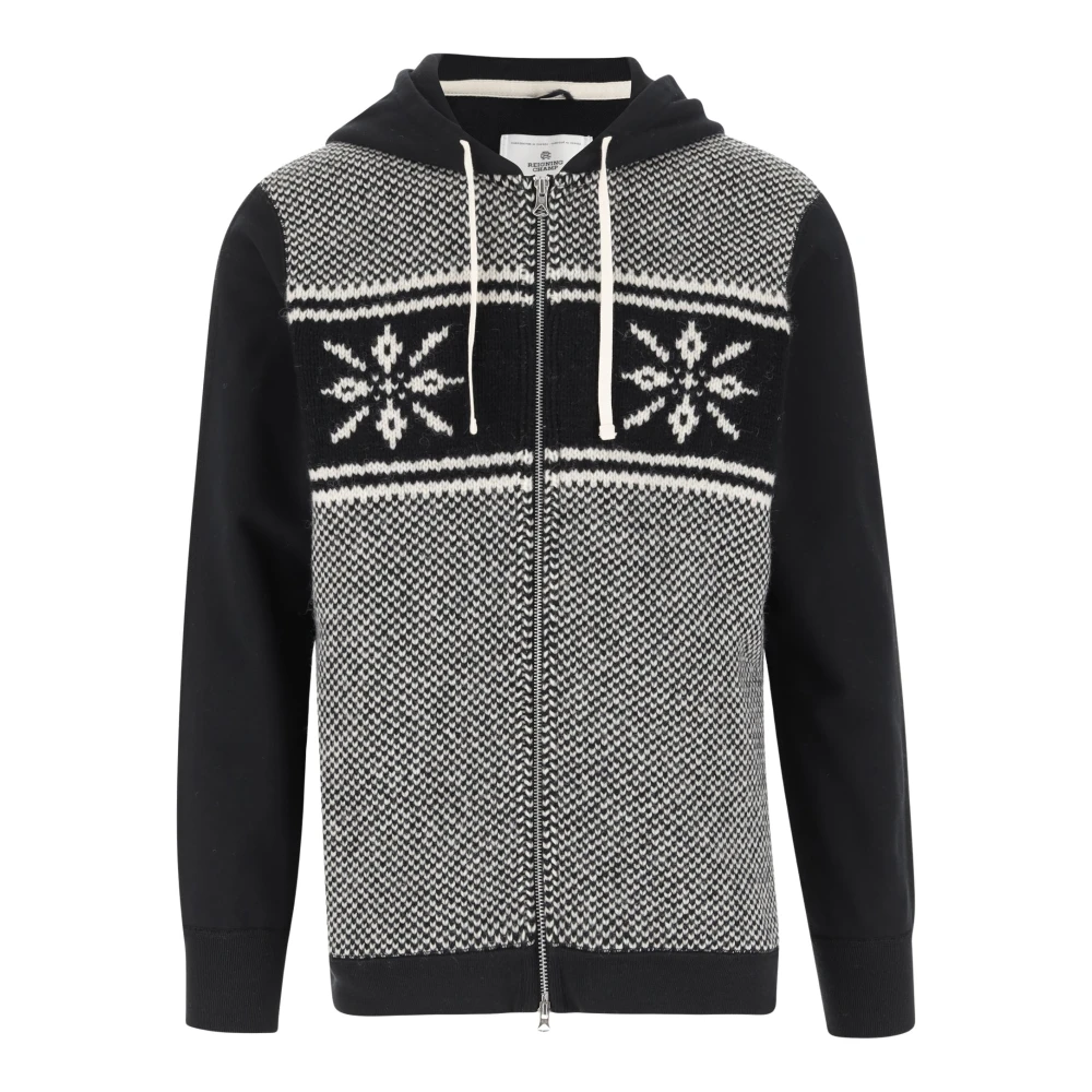 Junya Watanabe Grafische Katoenen Hoodie met Ritssluiting Black Heren