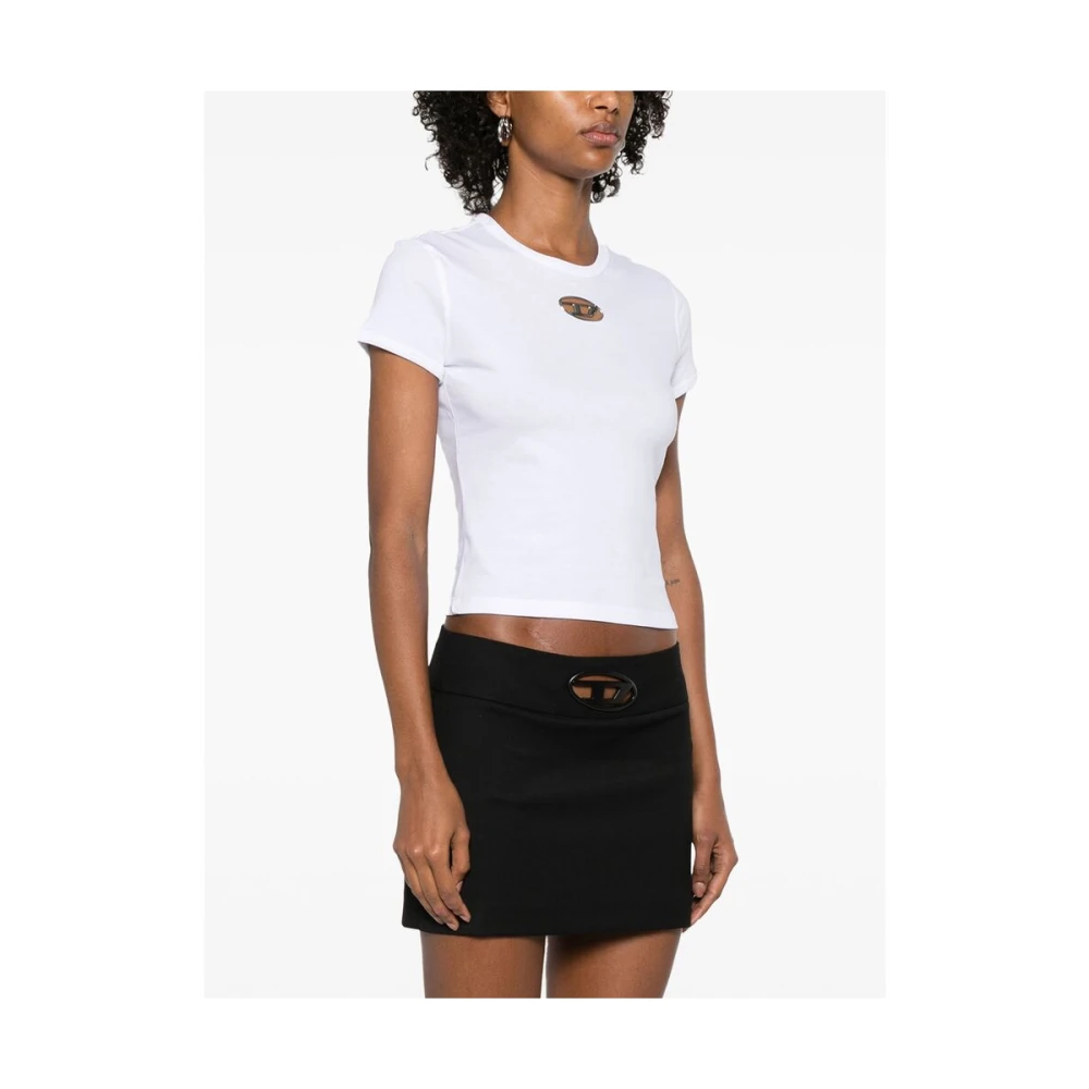 Diesel Witte Ovale D Logo Crew Neck T-shirt White Dames