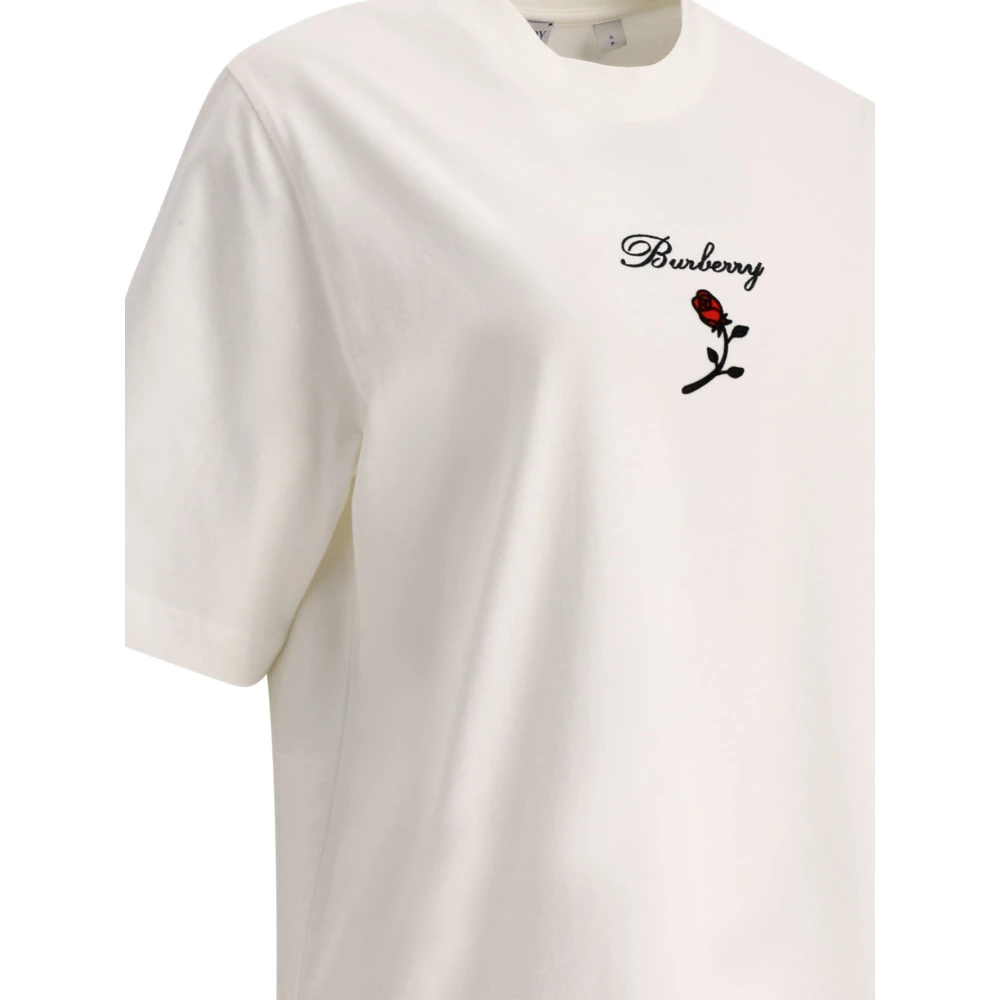 Burberry Roze Katoenen T-Shirt White Dames