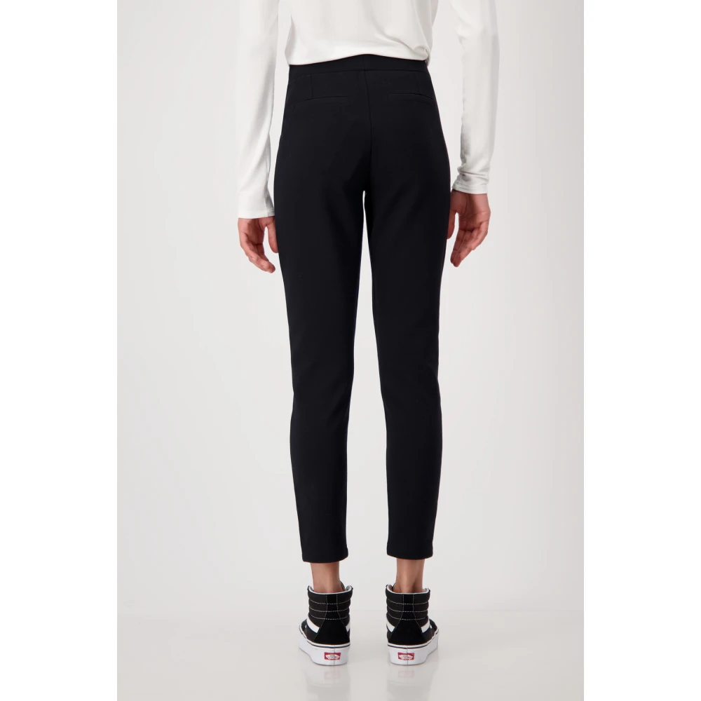 monari Slim Fit Jersey en Lederlook Broek Black Dames