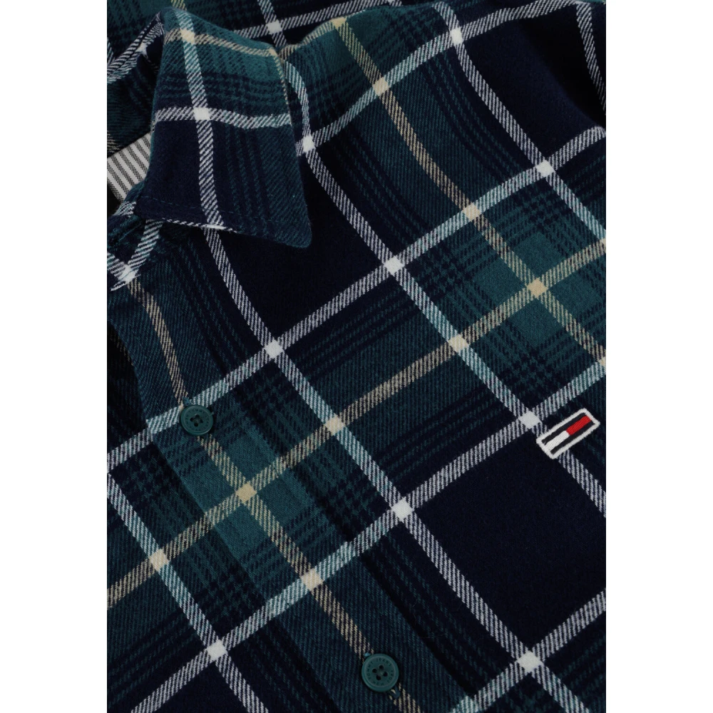 Tommy Jeans Blauw Geruit Flanellen Overhemd voor Heren Blue Heren