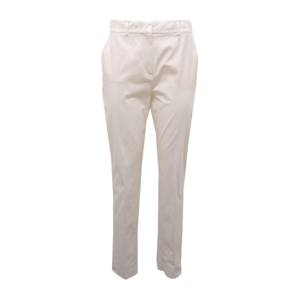 Max Mara Women's White Cotton Trouser - Slim-Fit Trousers - S - Trousers