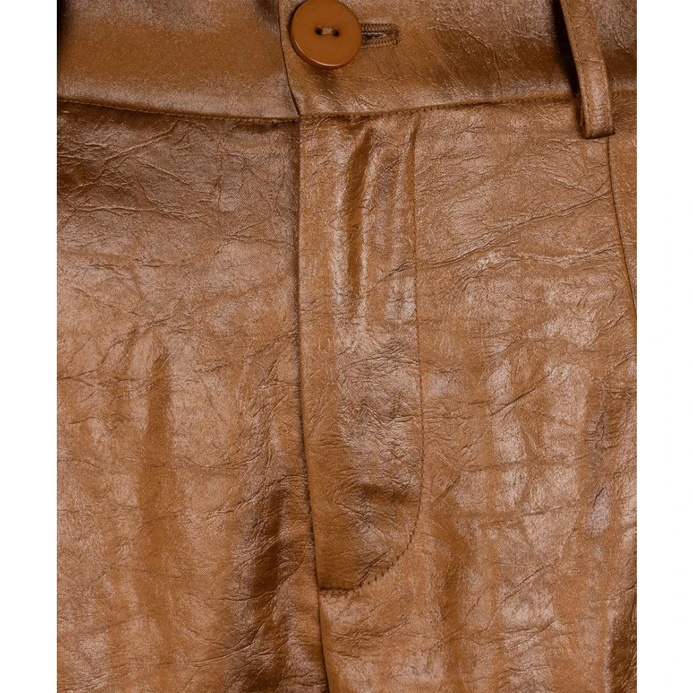 Esqualo Metallic Broek in Brandy Kleur Brown Dames
