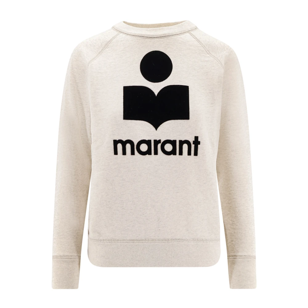 Marant Étoile Vrouw Beige Hoodies & Sweatvesten Dames, S, Katoen, Sweater Met Geribbelde Manchetten