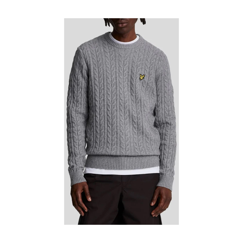 Lyle & Scott Heren Langemouw Gebreid Grijs Gray Heren