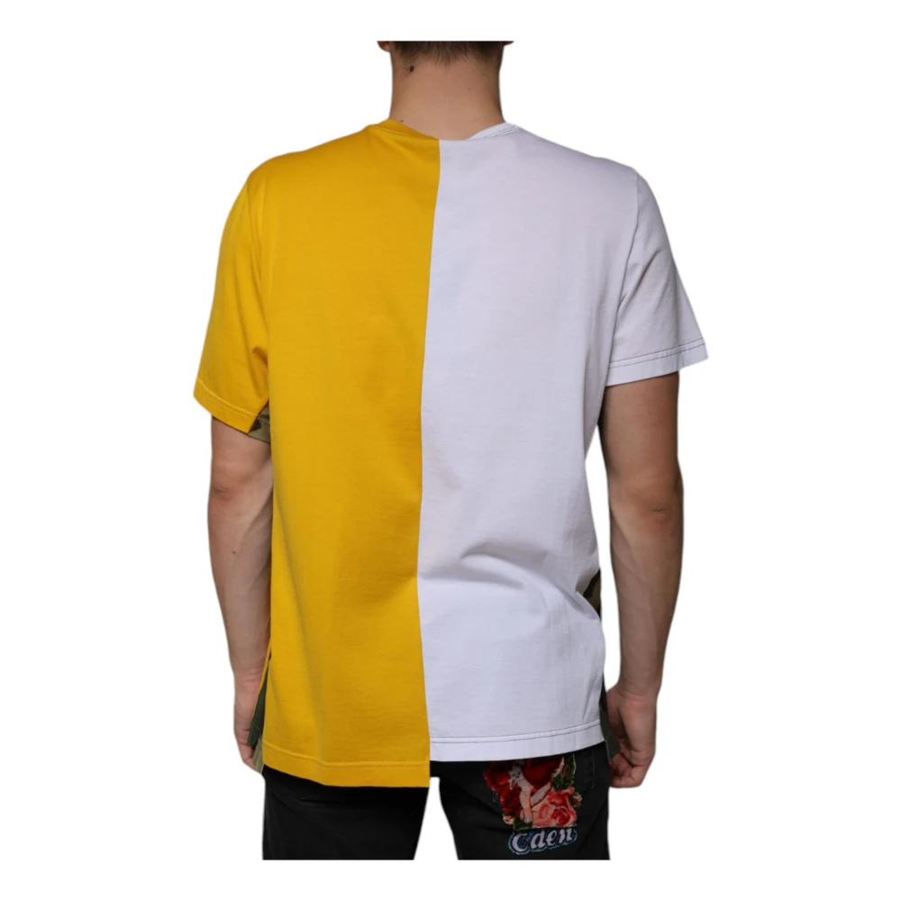 Dolce & Gabbana Wit Geel Logo Print T-shirt Multicolor Heren