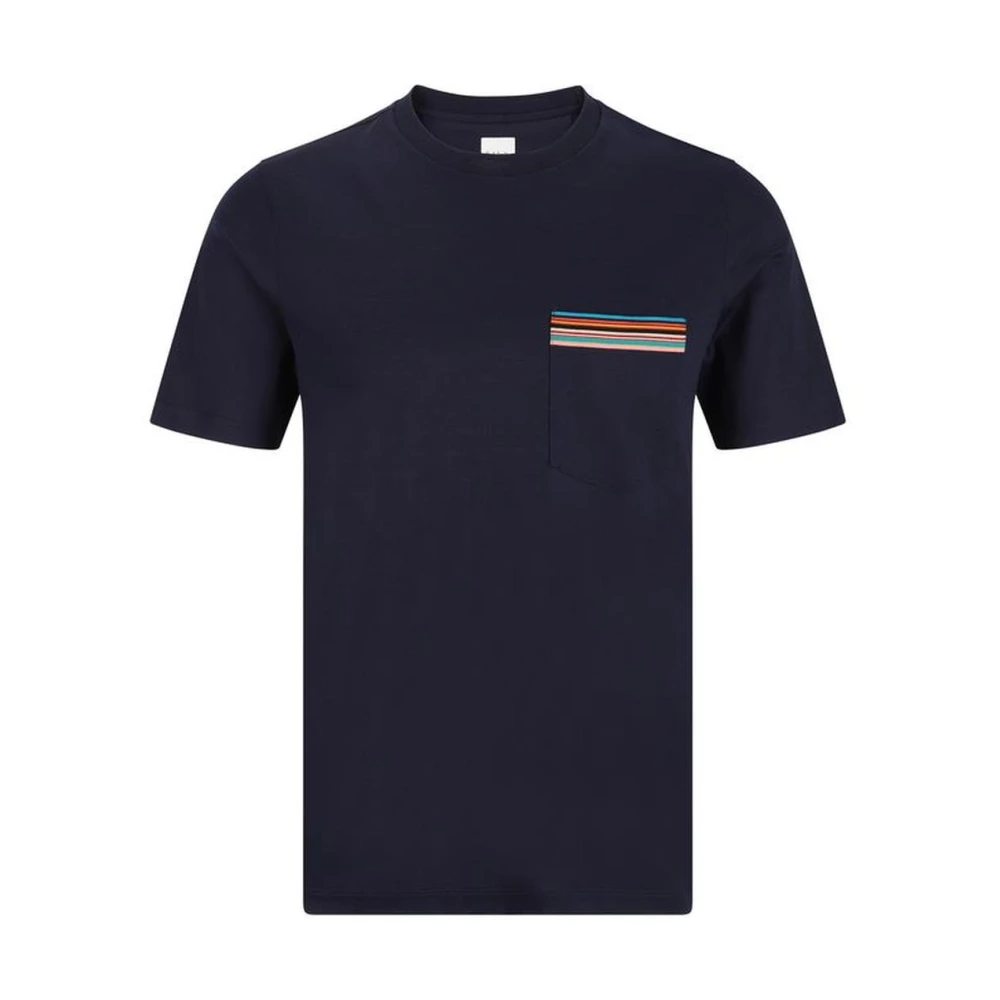 PS By Paul Smith Geribbelde Crew Neck Katoenen T-shirt Blue Heren