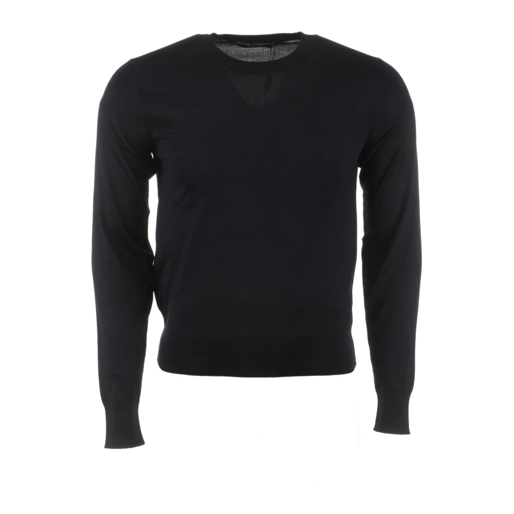 Dolce & Gabbana Zijden Crewneck Pullover voor Mannen Black Heren