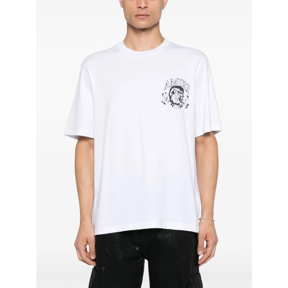 Amiri Leeuw Omlijning Katoenen T-shirt Wit White Heren