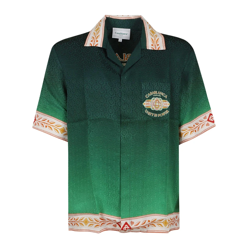 Casablanca Korte mouw Cubaanse kraag overhemd Green Heren