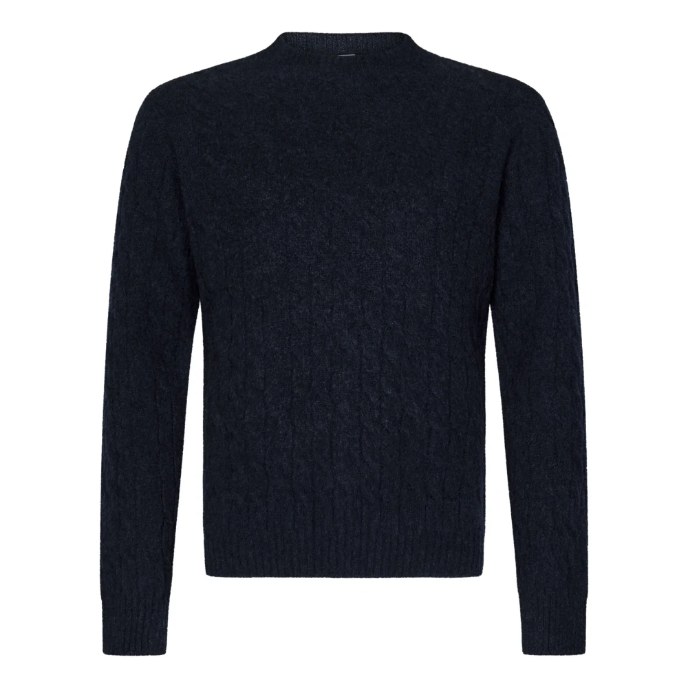 Boglioli Blauwe Cable-Knit Crewneck Sweater Aw24 Blue Heren